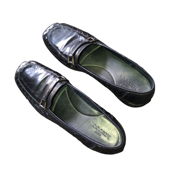 Sesto MEUCCI Black Woven Leather Slip On Shoes Size 11M - Picture 8 of 14